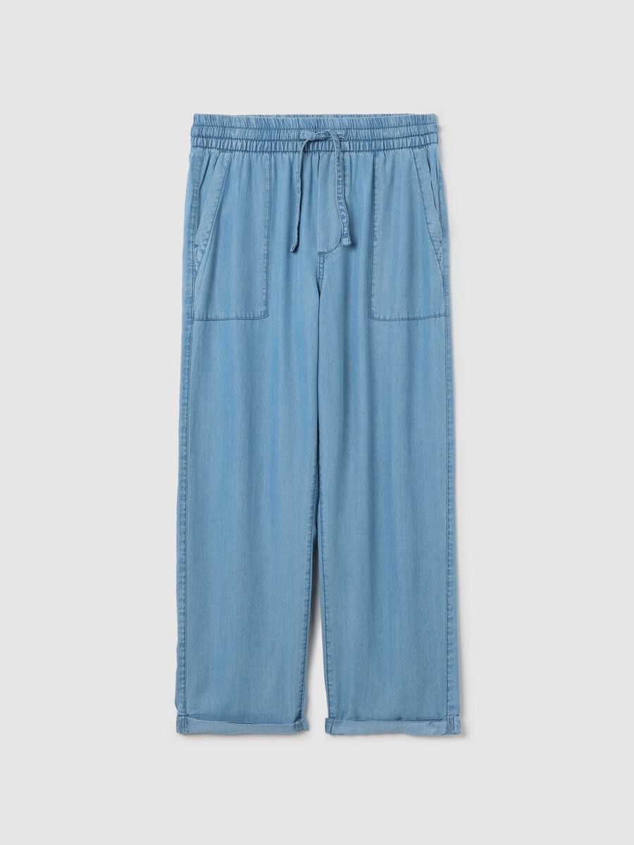 Pantaloni relaxed fit blu in Lyocell_4