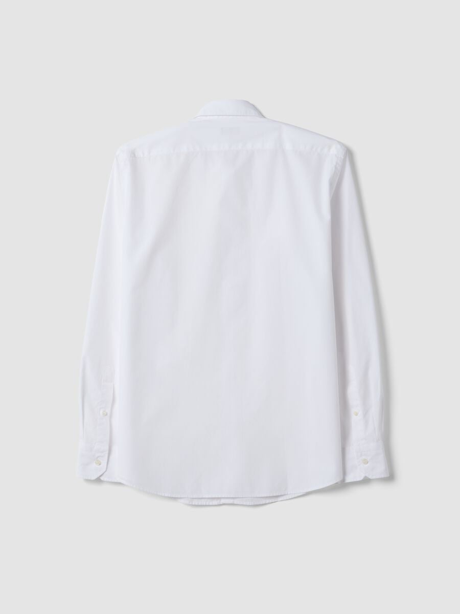 Camicia bianca in puro cotone con collo classico_2