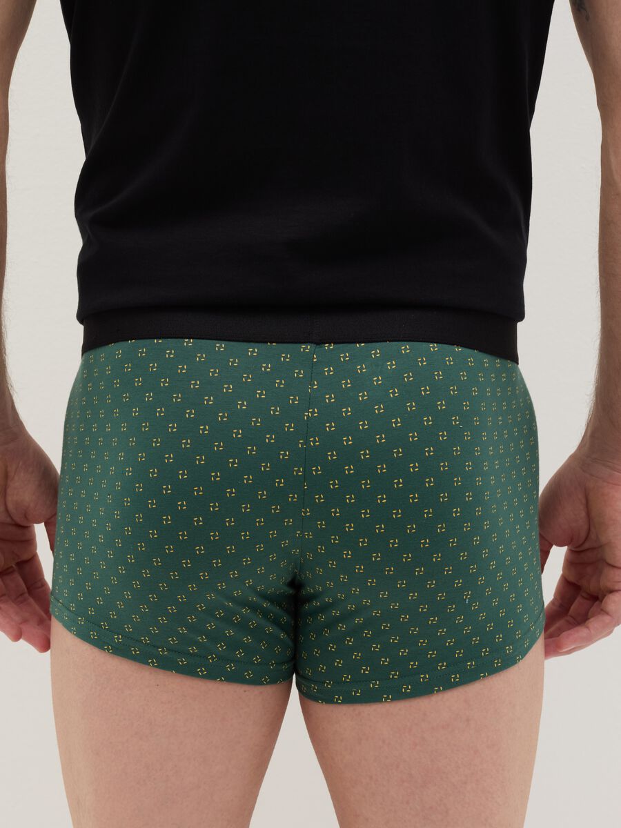 Midi boxer shorts in stretch cotton with pattern._3