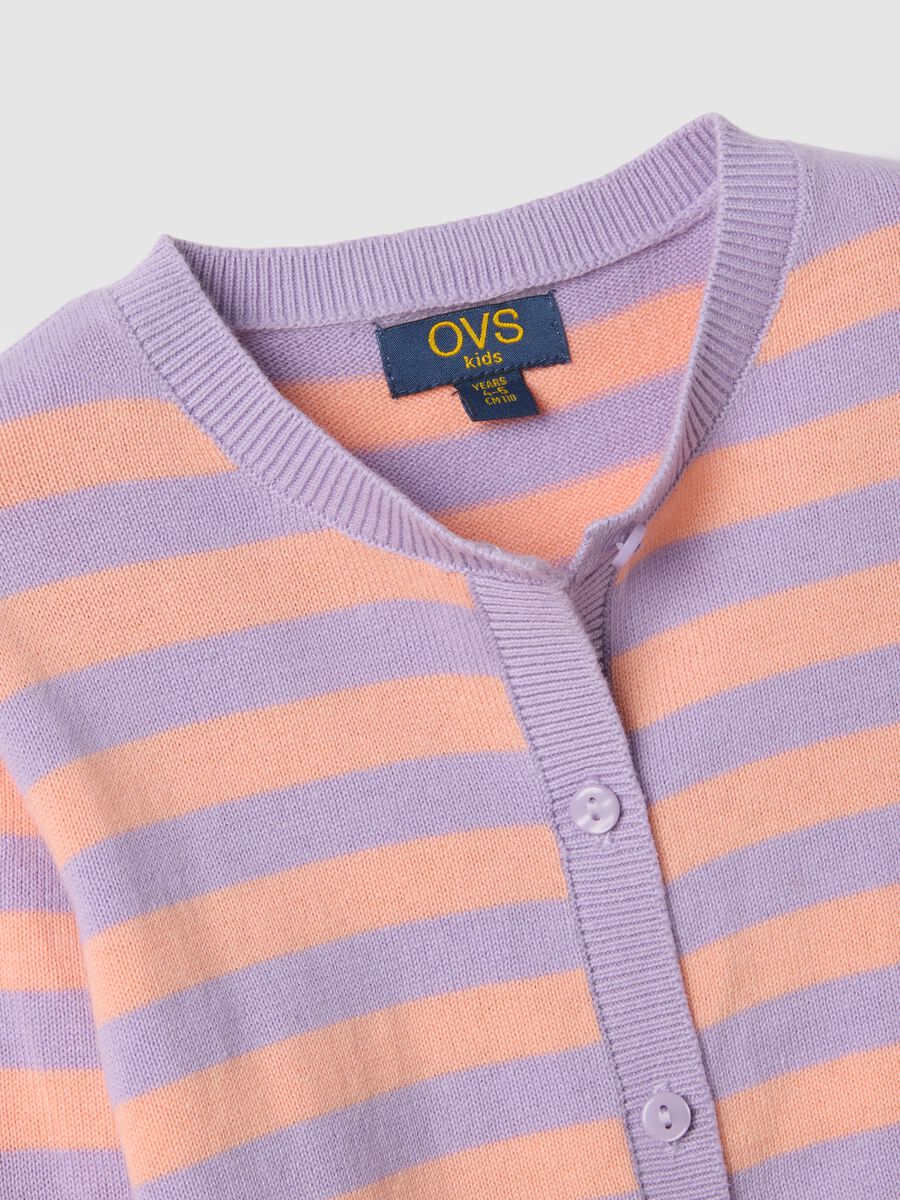 Girls' regular fit multicolour striped pure cotton cardigan_2