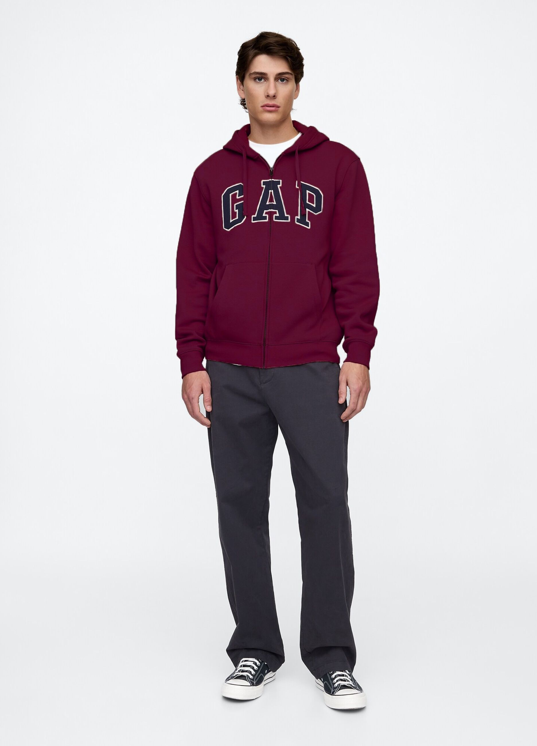 Felpa full zip con cappuccio 