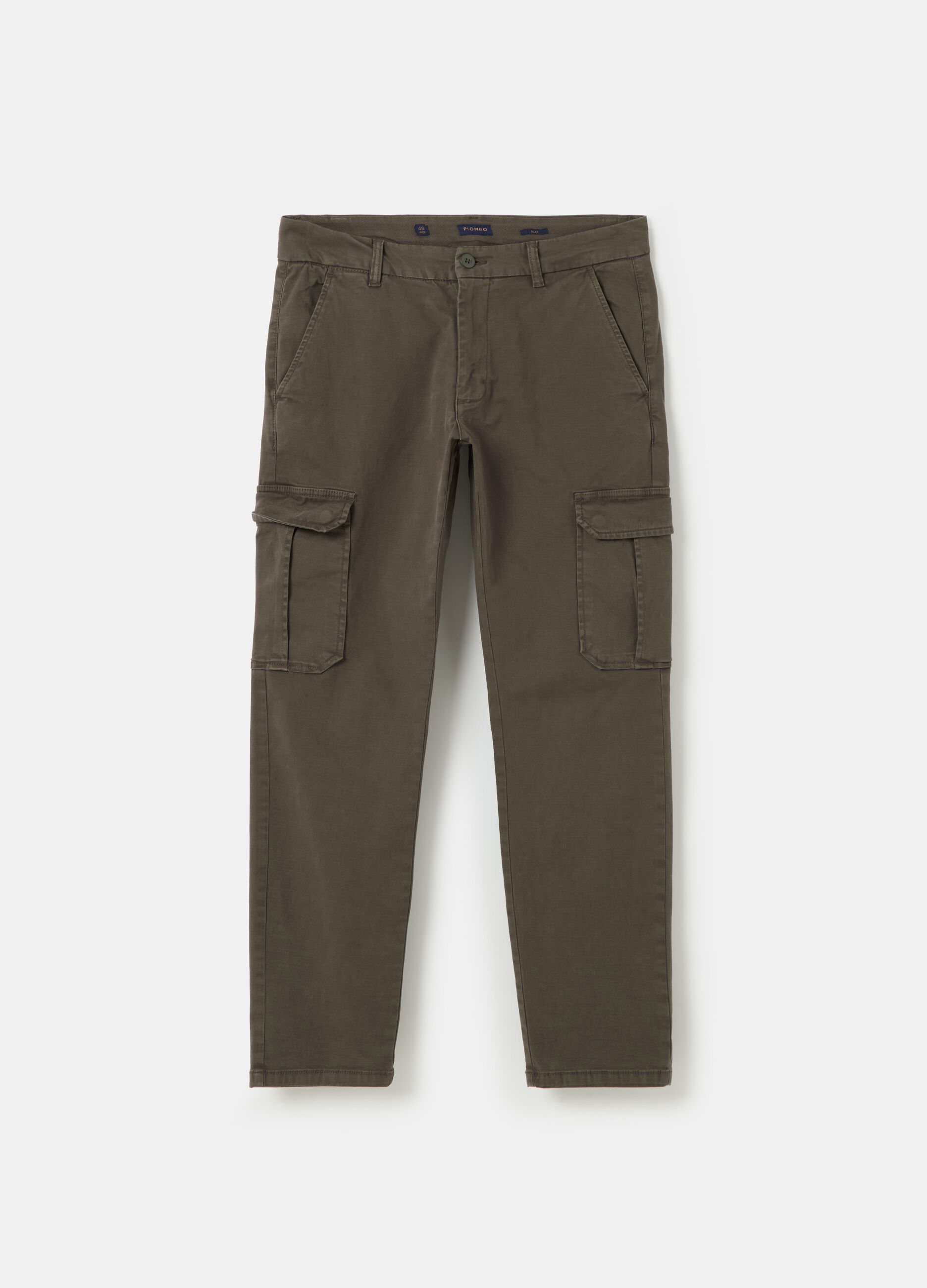 Stretch cotton cargo-cut chino trousers