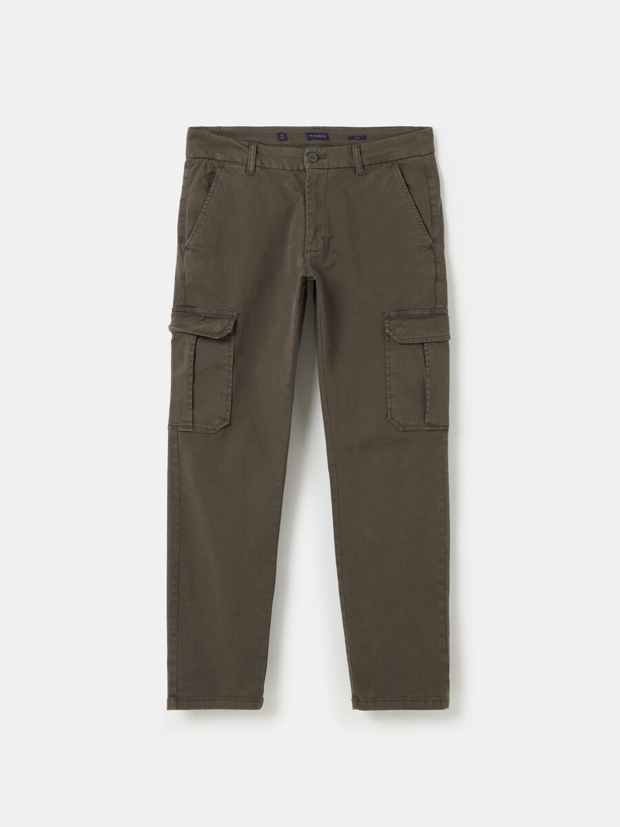 Pantalone chino cargo in cotone stretch_3