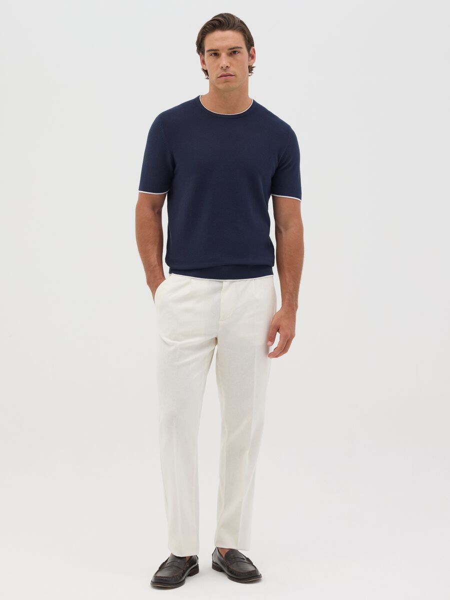 Blue Cotton Short Sleeve T-Shirt_1