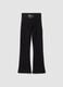 Black stretch cotton flare-leg leggings_0