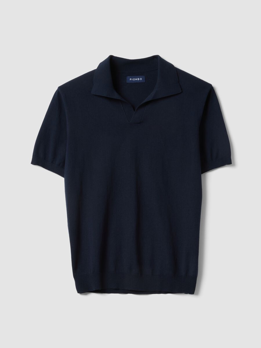 Short-sleeved blue polo in pure cotton_4