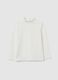 Maglia da bambina in misto cotone elasticizzato bianca con collo alto_0
