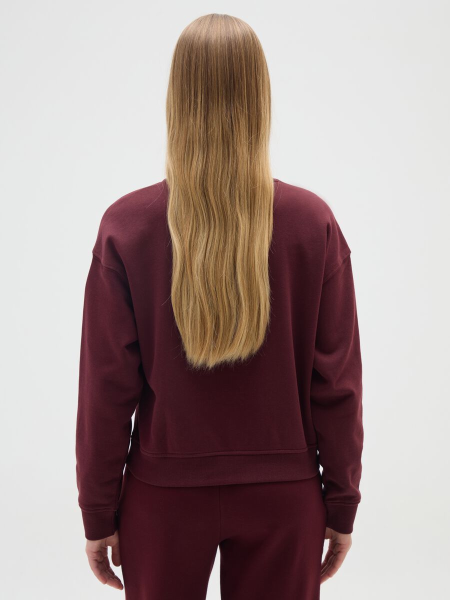 Burgundy cotton blend sweatshirt with regular fit_2