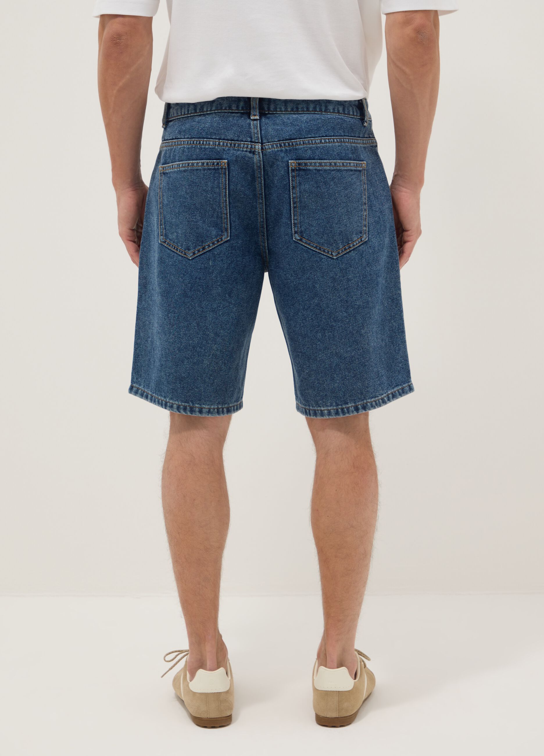 Blue denim Bermuda shorts in cotton blend, regular fit