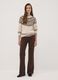Maglione beige jacquard con Collo rialzato_2