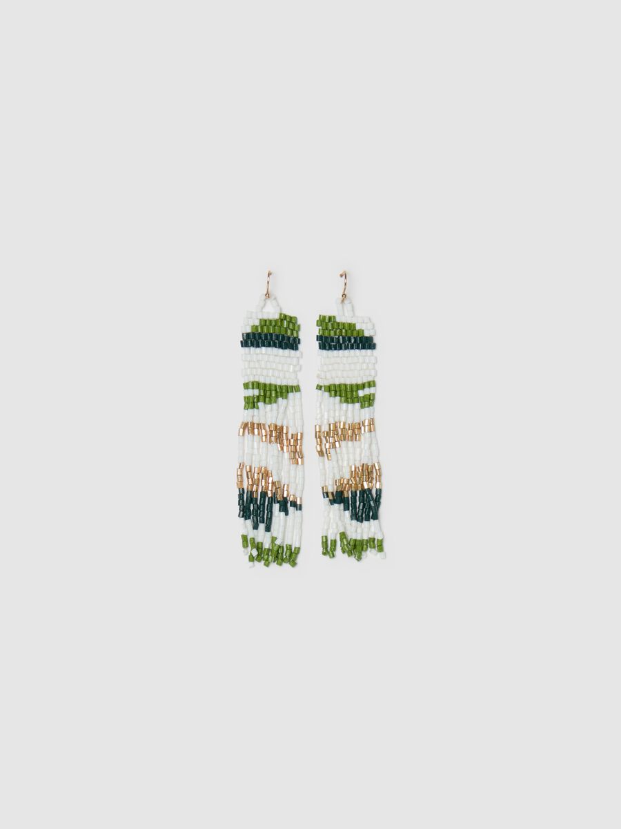 Pendant earrings with beads and fringing_0