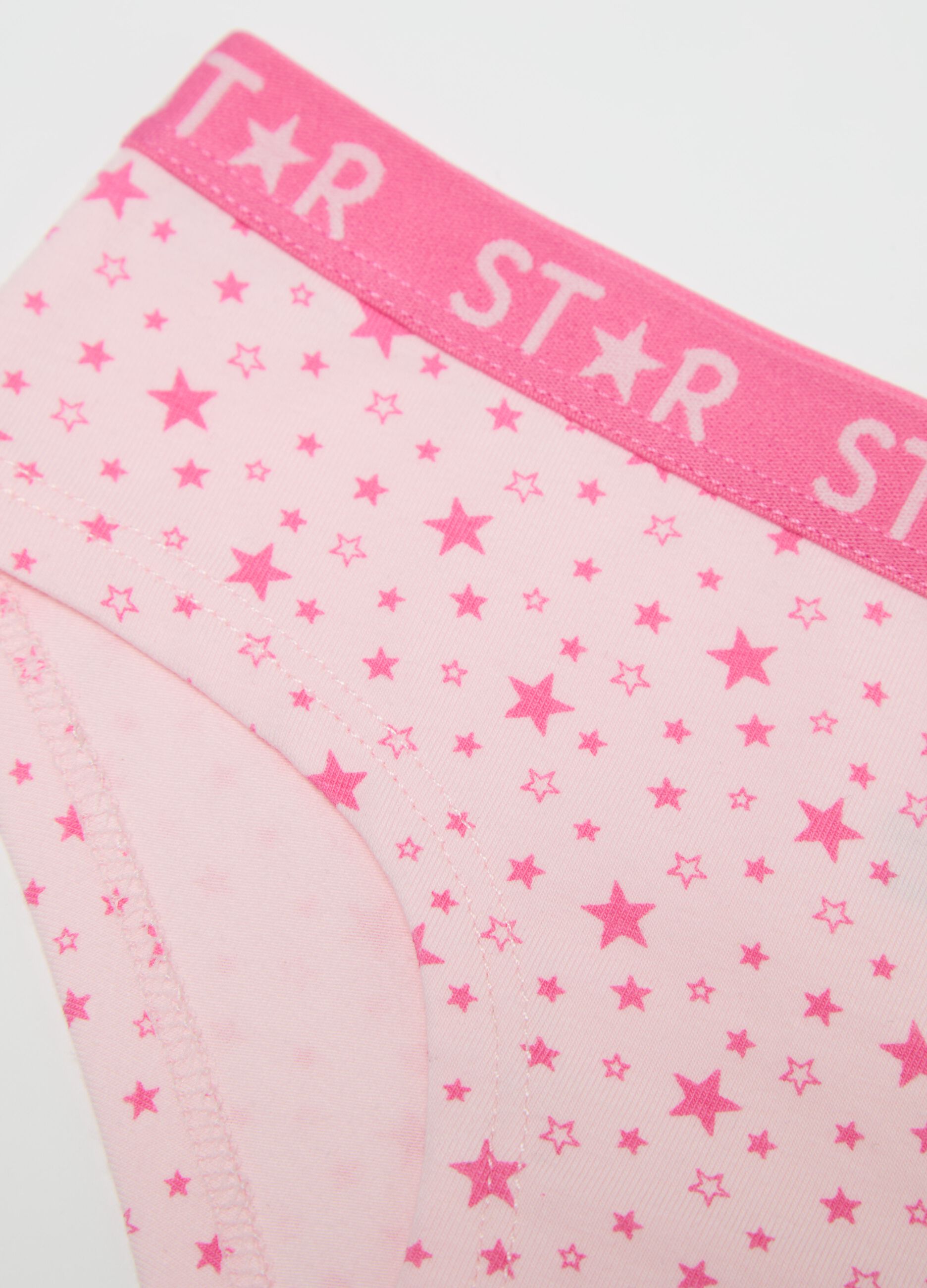 Stretch cotton knicker shorts with star print
