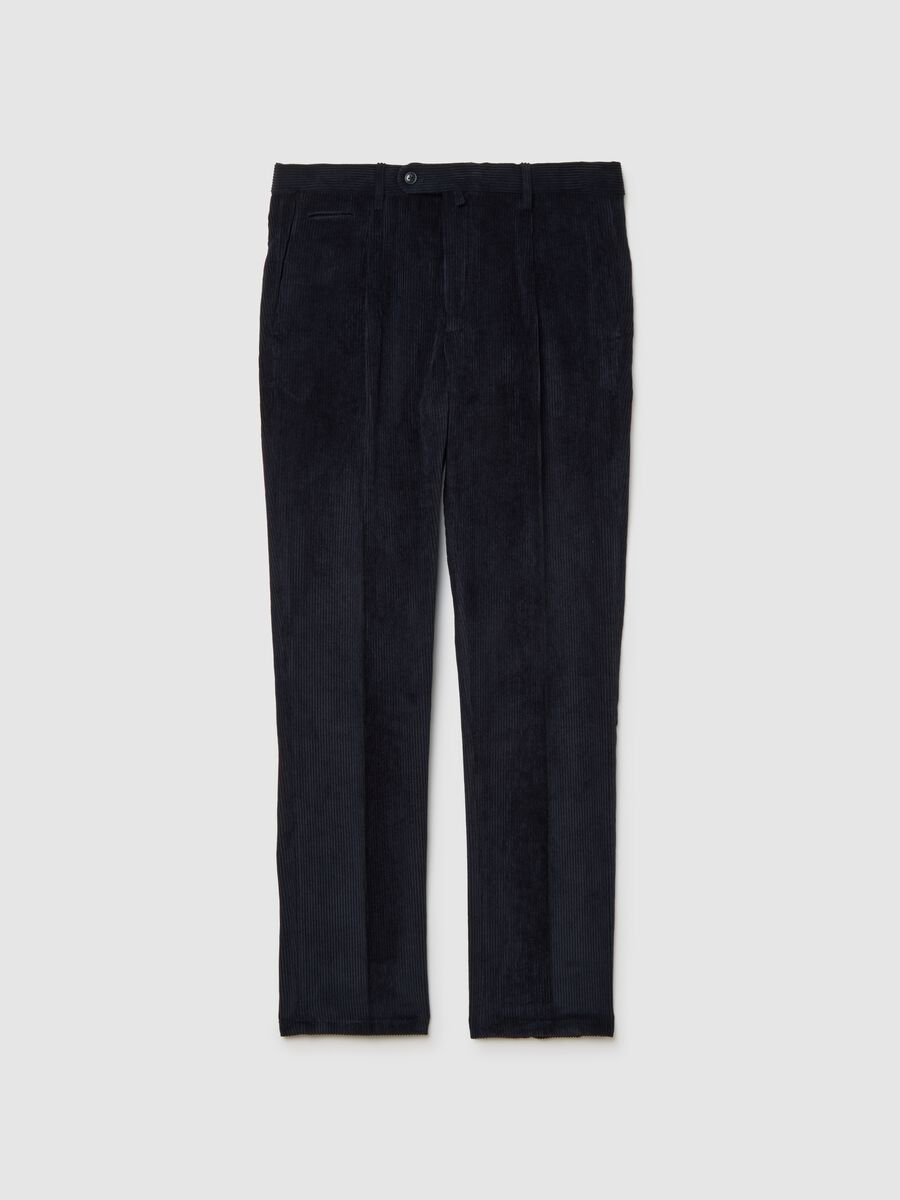 Stretch Velvet Blue Trousers_0