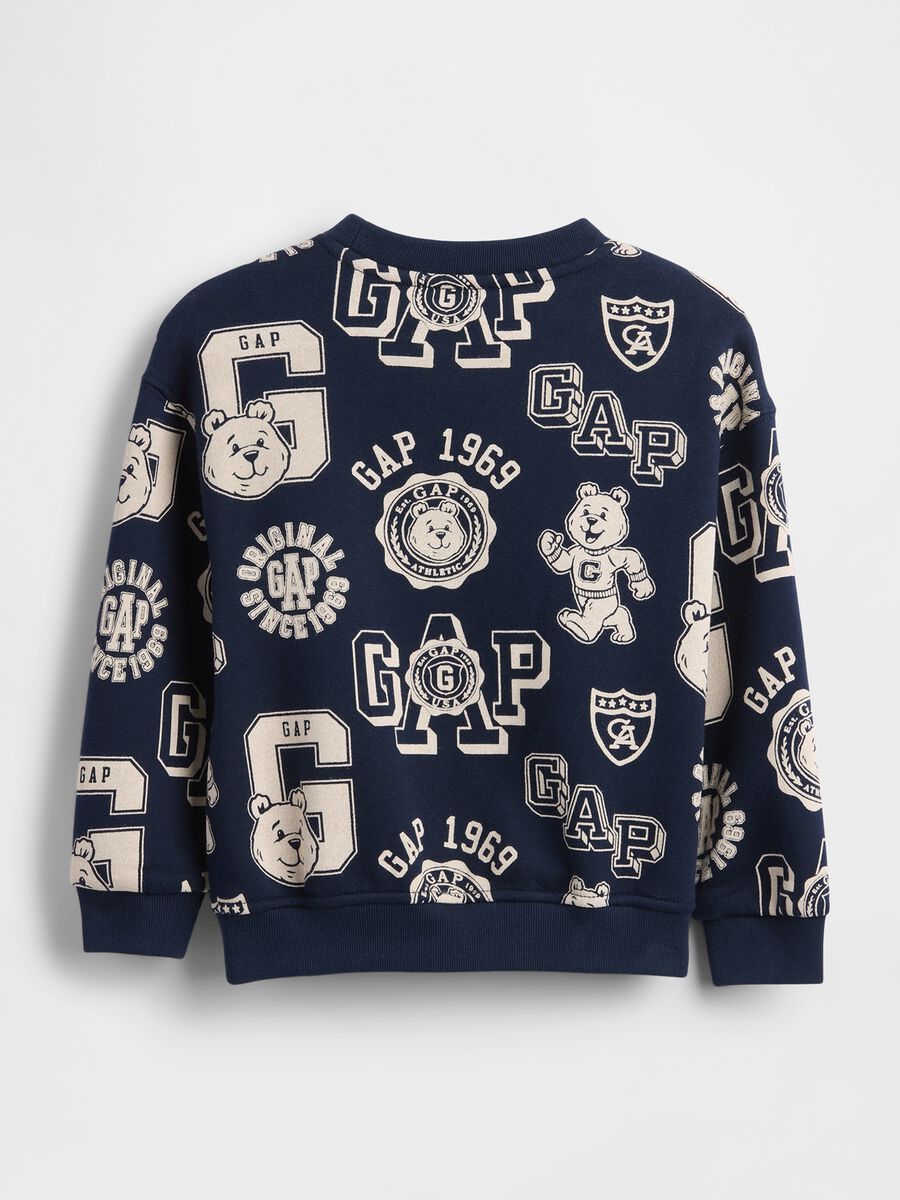 Blue Crew Neck Sweatshirt with Bear Print_1