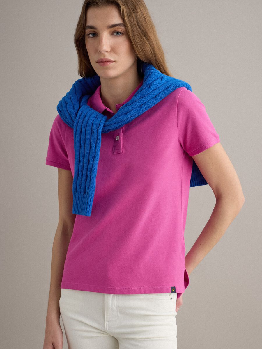Pink short-sleeve pure cotton polo shirt, regular fit_2