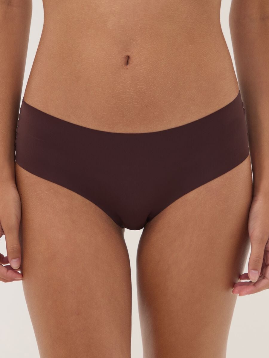 Slip hipster marrone in microfibra elasticizzata con vita regular_1