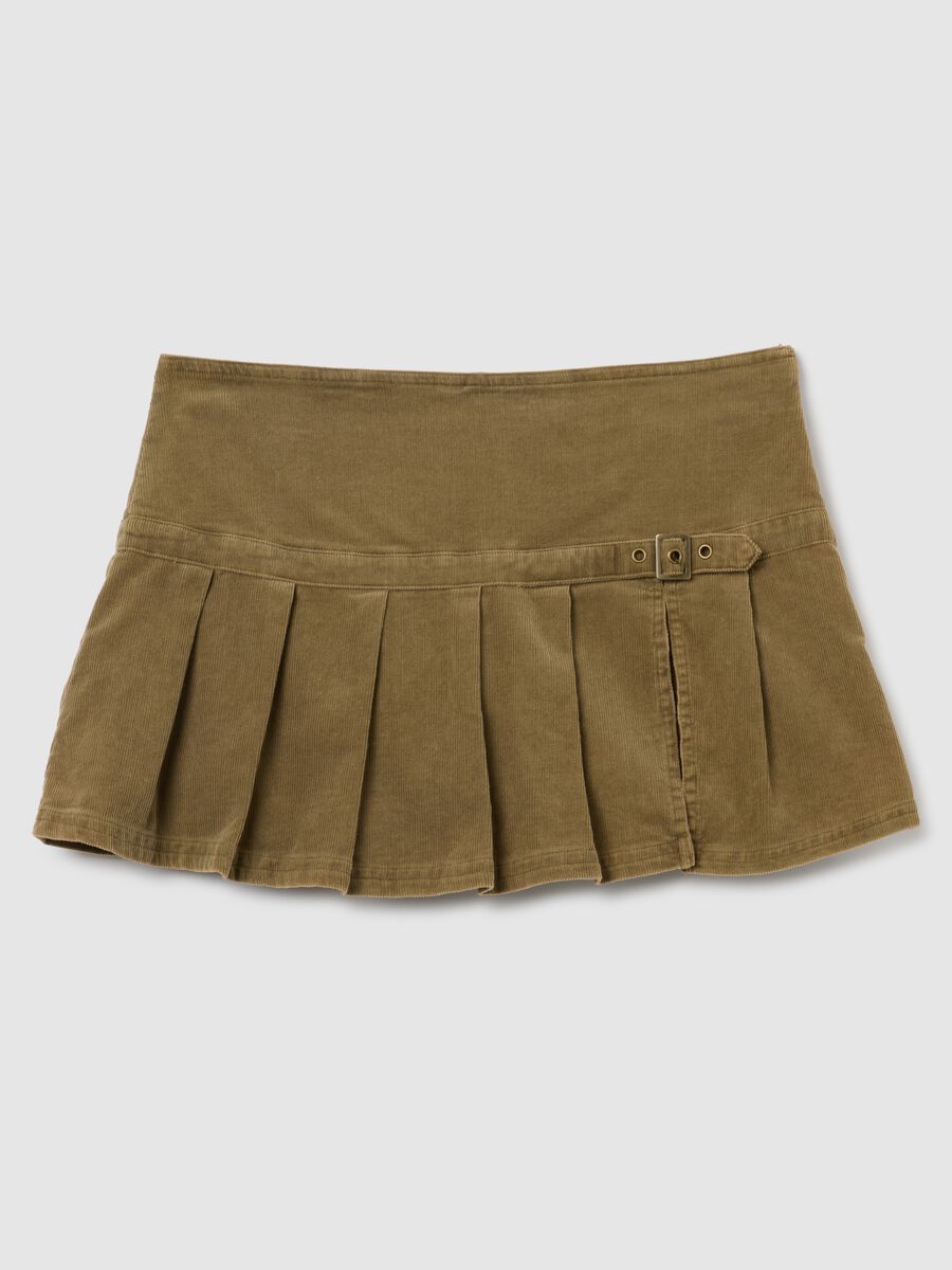Gonna mini in puro cotone marrone regular fit_4
