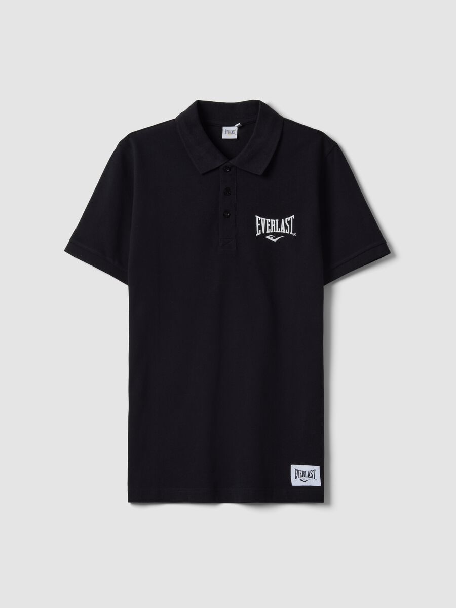 Black short sleeve pure cotton polo_0
