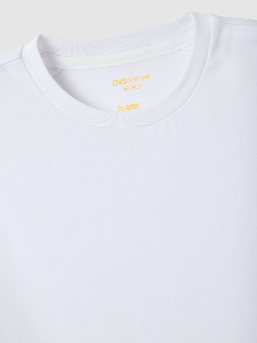 White Cotton Blend Crew Neck T-shirt Regular Fit_5