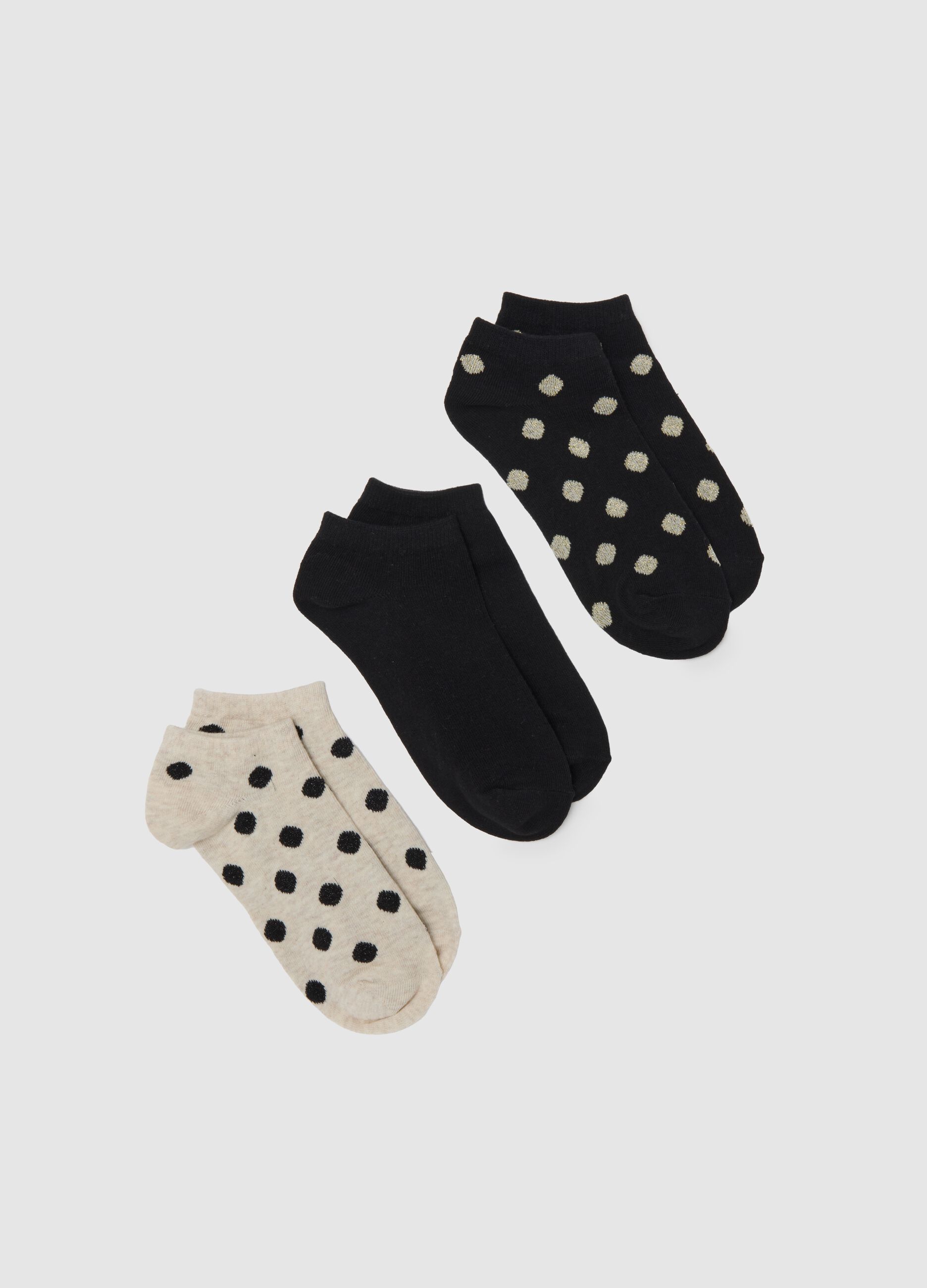 Multicolour dotted cotton socks tripack