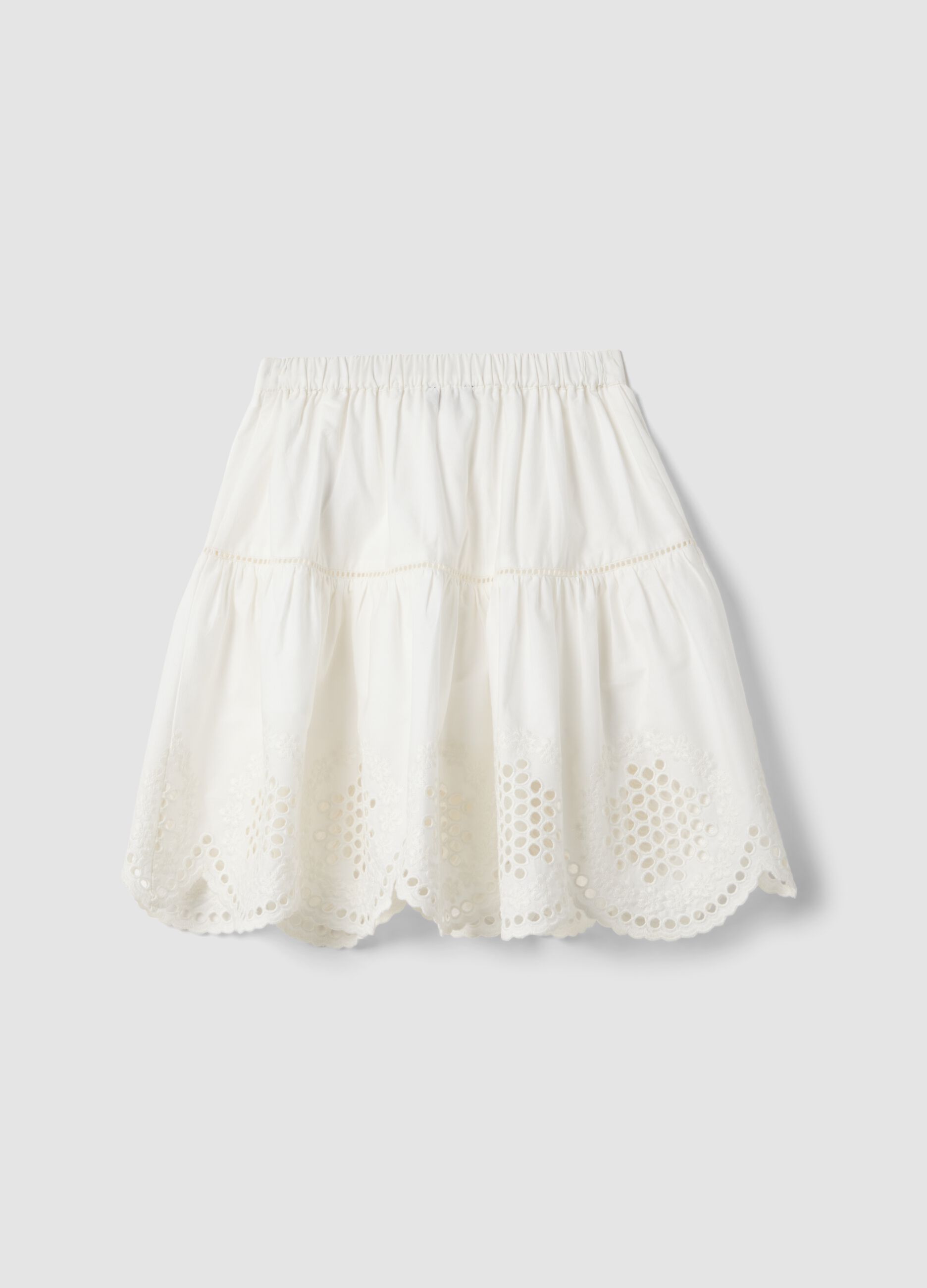 White pure cotton broderie anglaise skirt