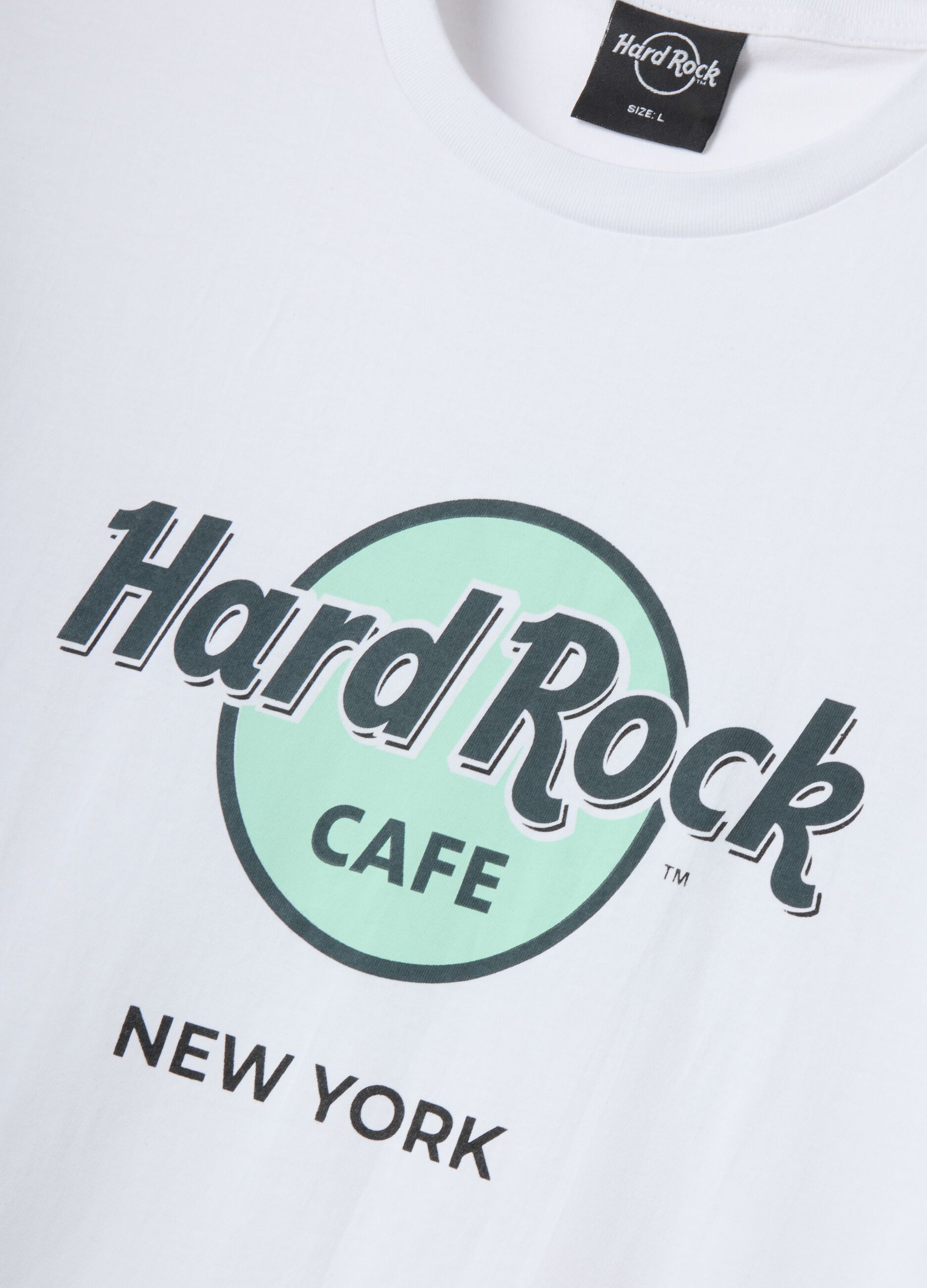 T-shirt bianca con stampa Hard Rock Cafe in puro cotone regular fit