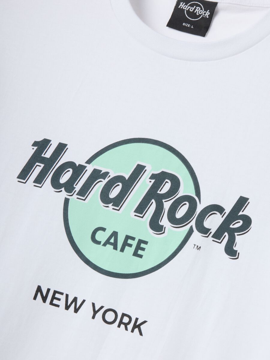 T-shirt bianca con stampa Hard Rock Cafe in puro cotone regular fit_1
