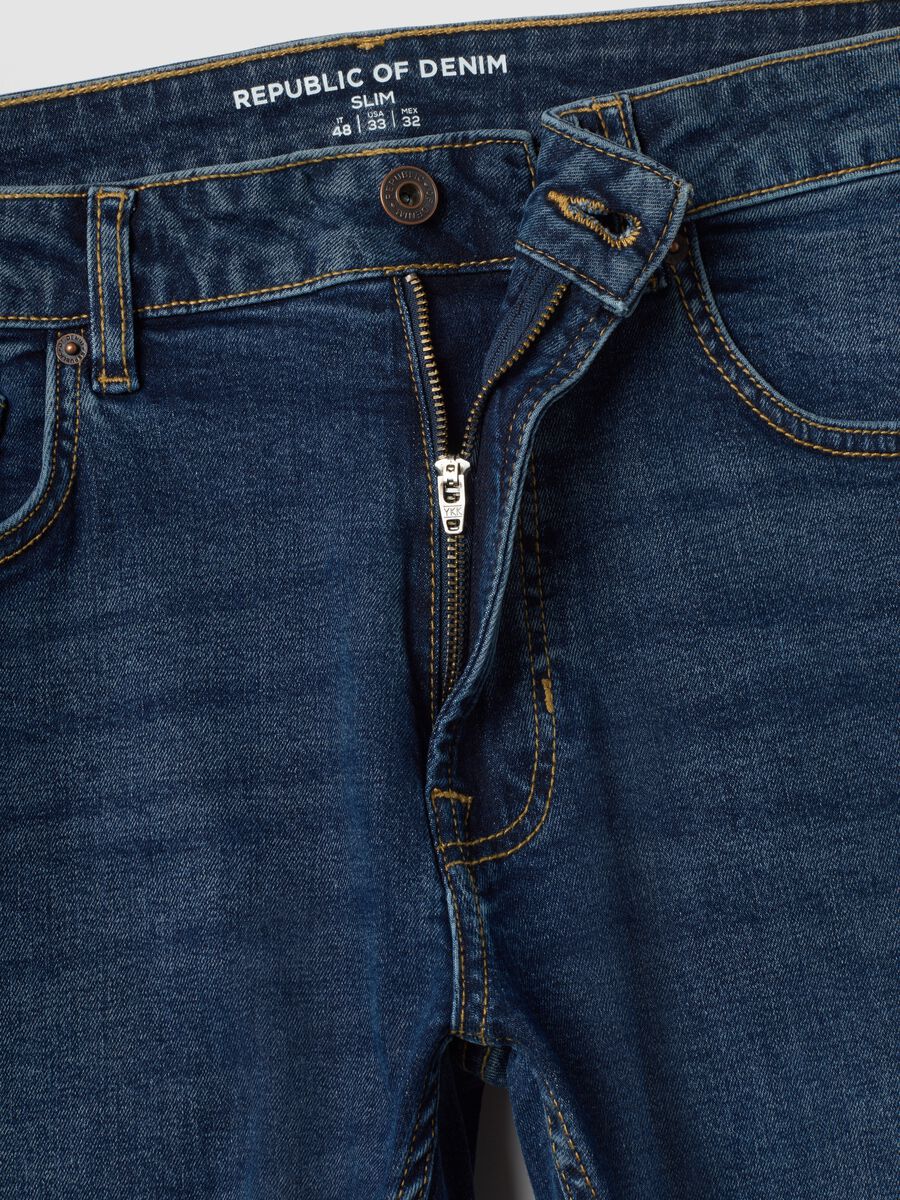 Blue slim-fit stretch cotton jeans_6
