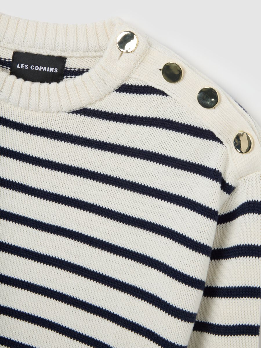Oversized Cotton Blend Striped Sweater_5