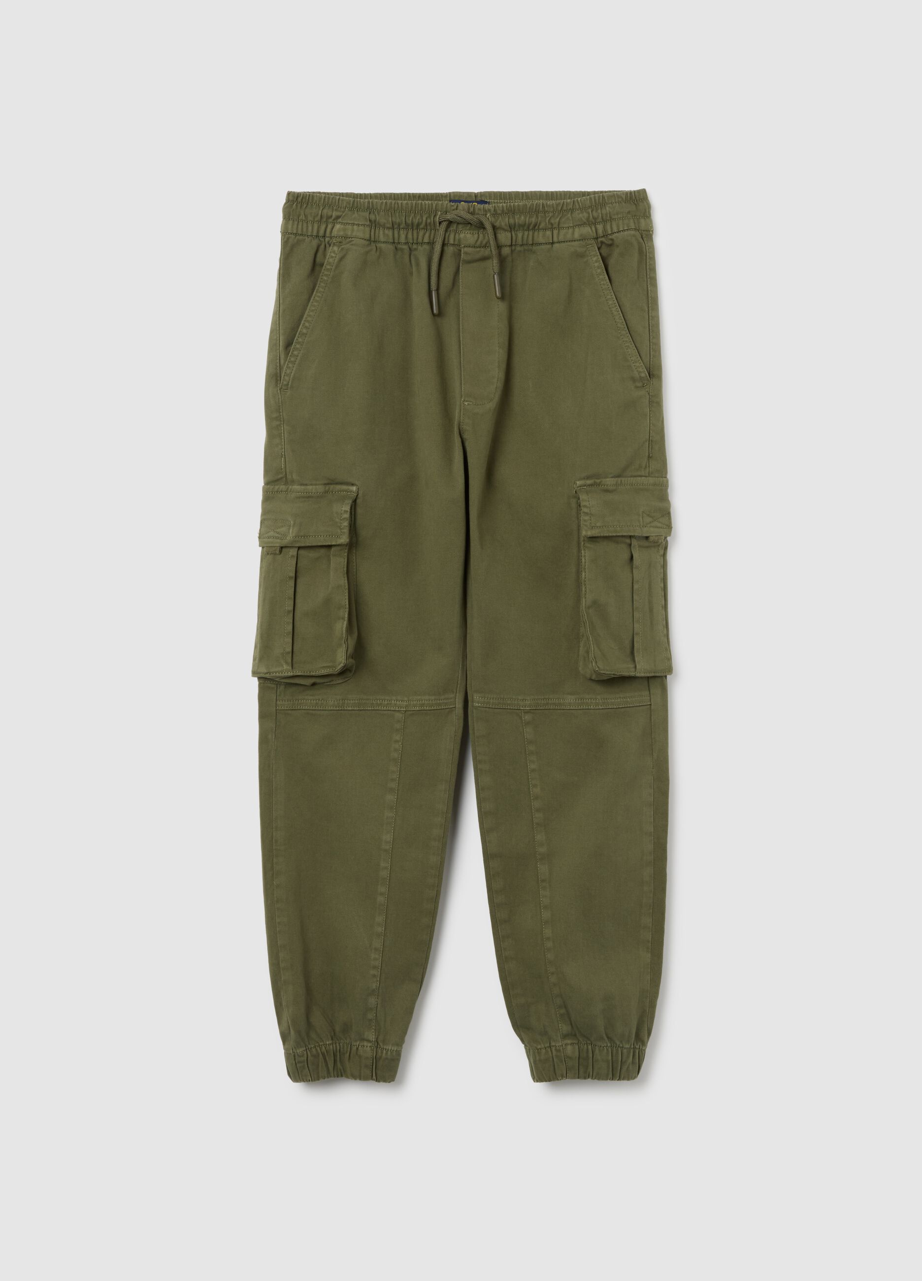 Boys' Stretch Cotton Blend Green Trousers