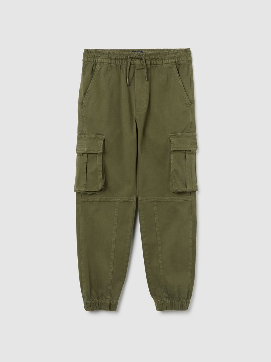 Boys' Stretch Cotton Blend Green Trousers_0