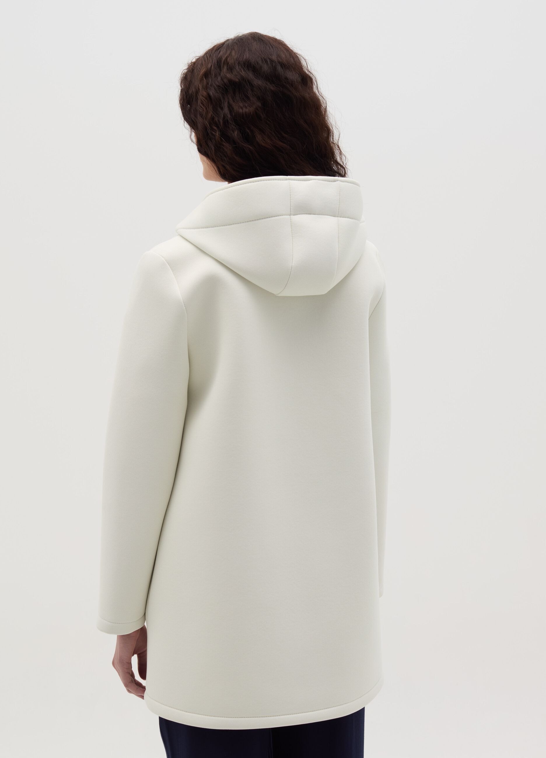 Long jacket with buttons and hood