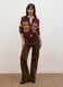 Green flared ribbed stretch-cotton trousers_0