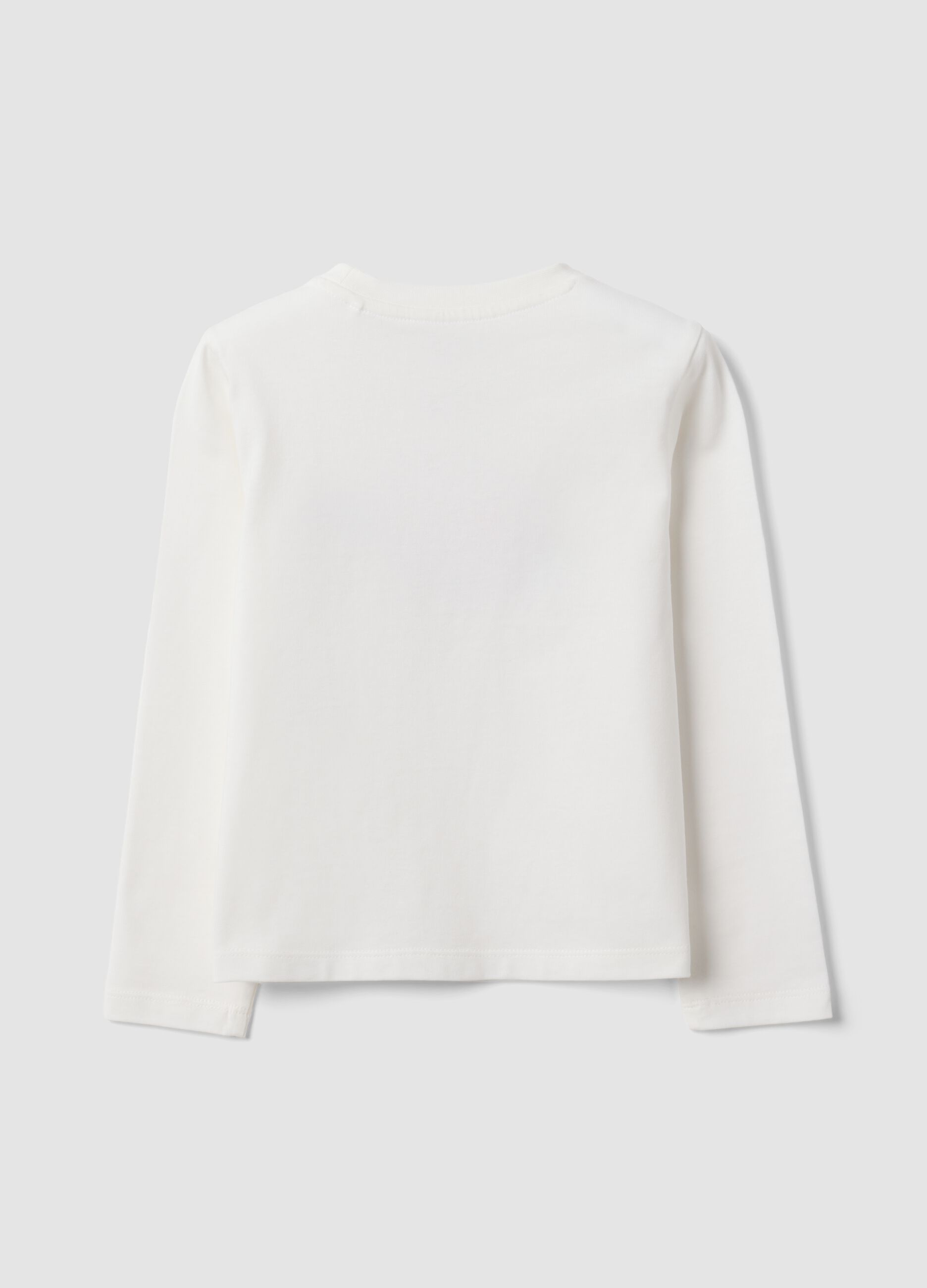 T-shirt bianca in puro cotone organico con stampa cuore e ali per bambina