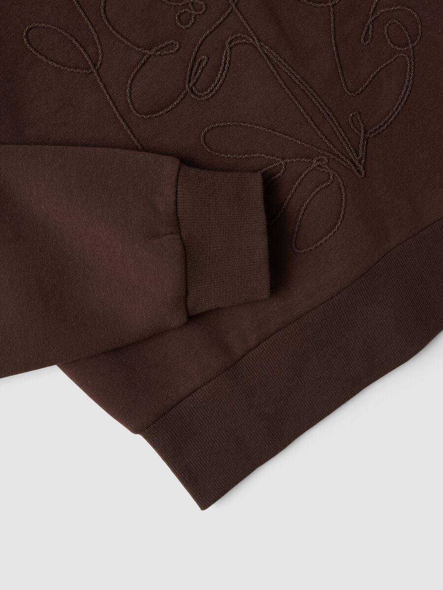 Felpa marrone in misto cotone a girocollo regular fit_5