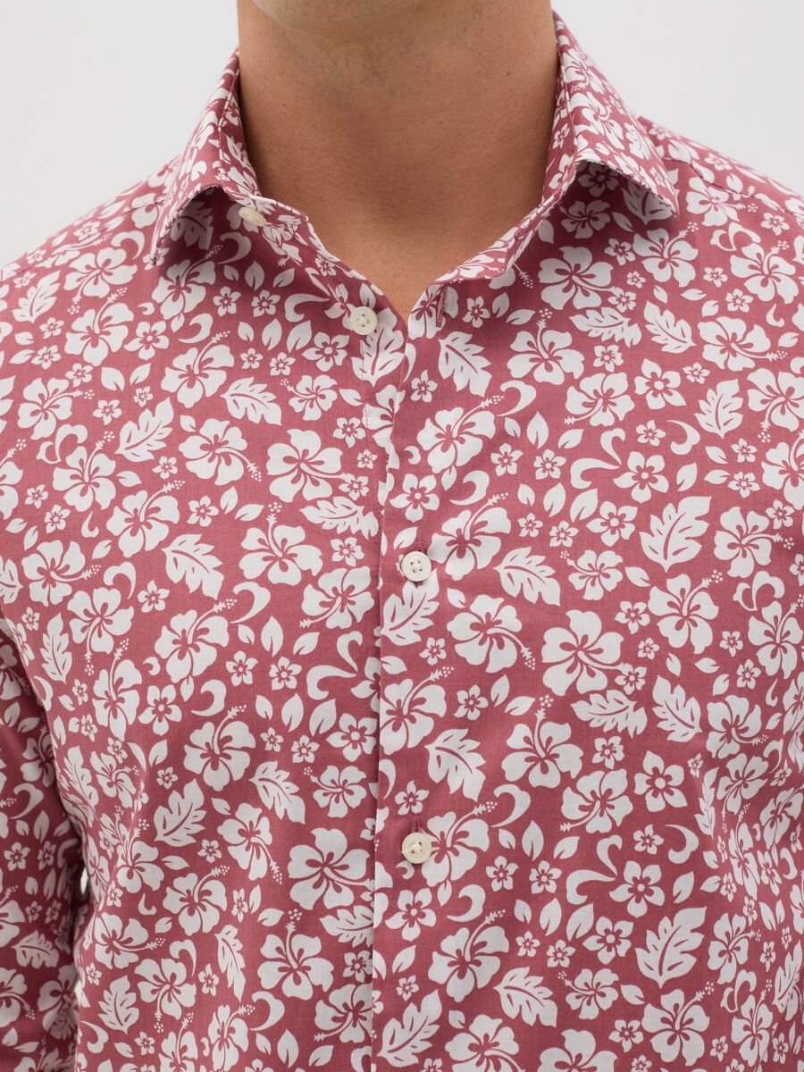 Slim-fit shirt with floral pattern in cotton_3