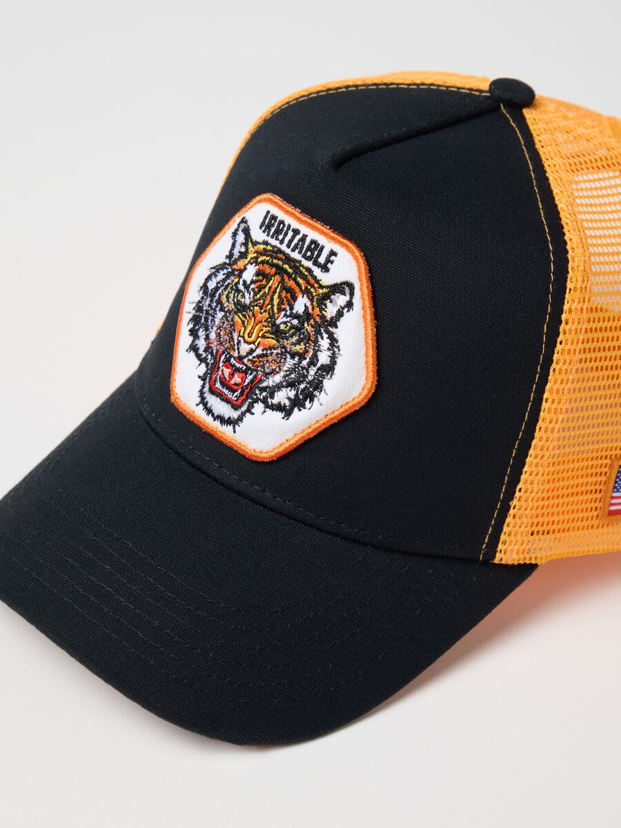 Black and orange baseball cap with tiger patch_1