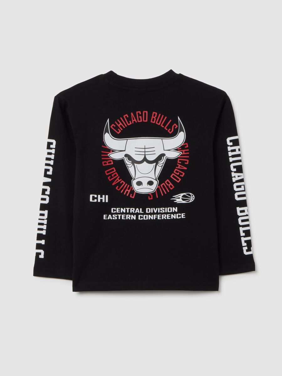 T-shirt da bambino in cotone nero con logo Chicago Bulls_3