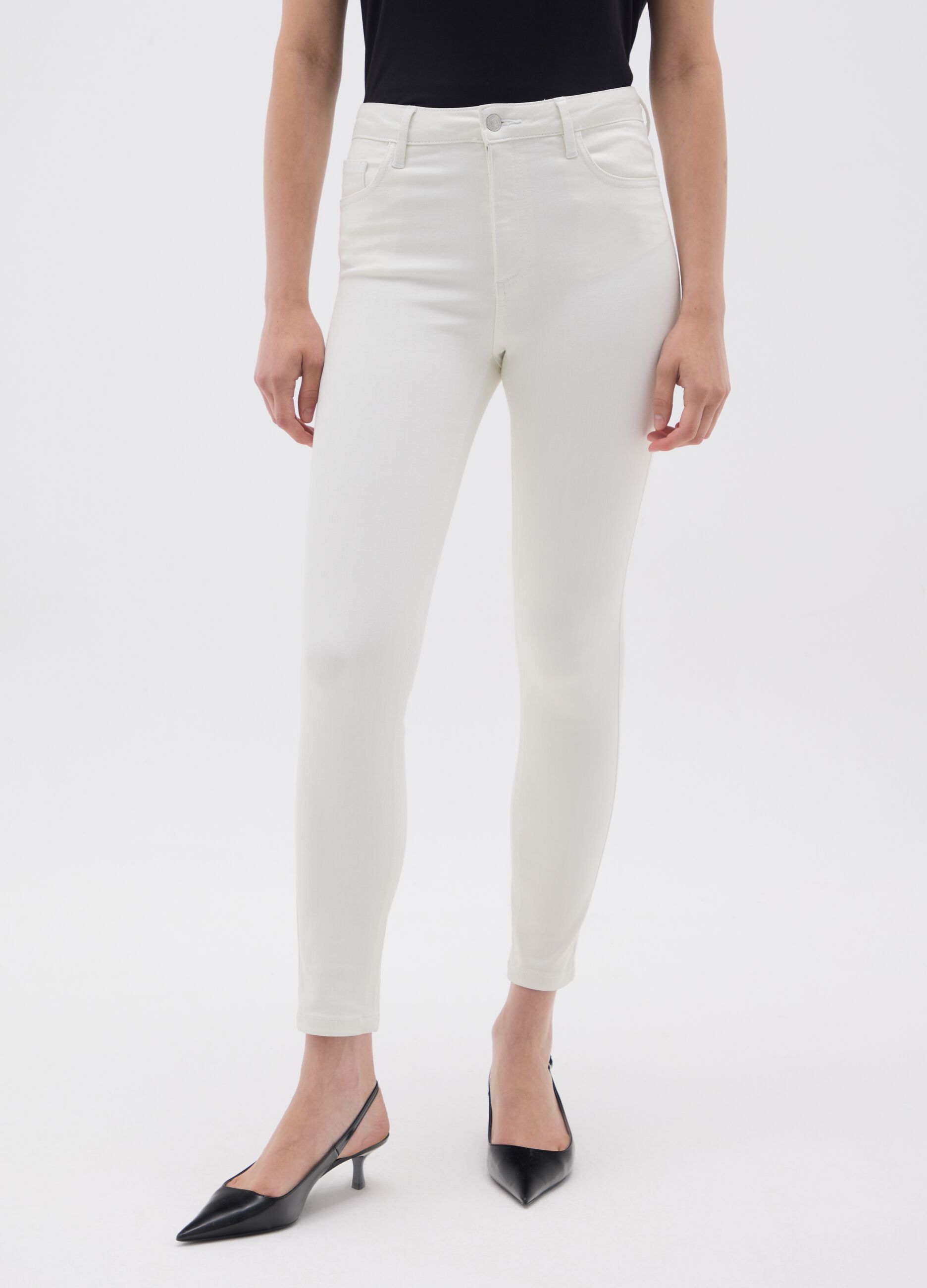 Women's white skinny fit denim jeans