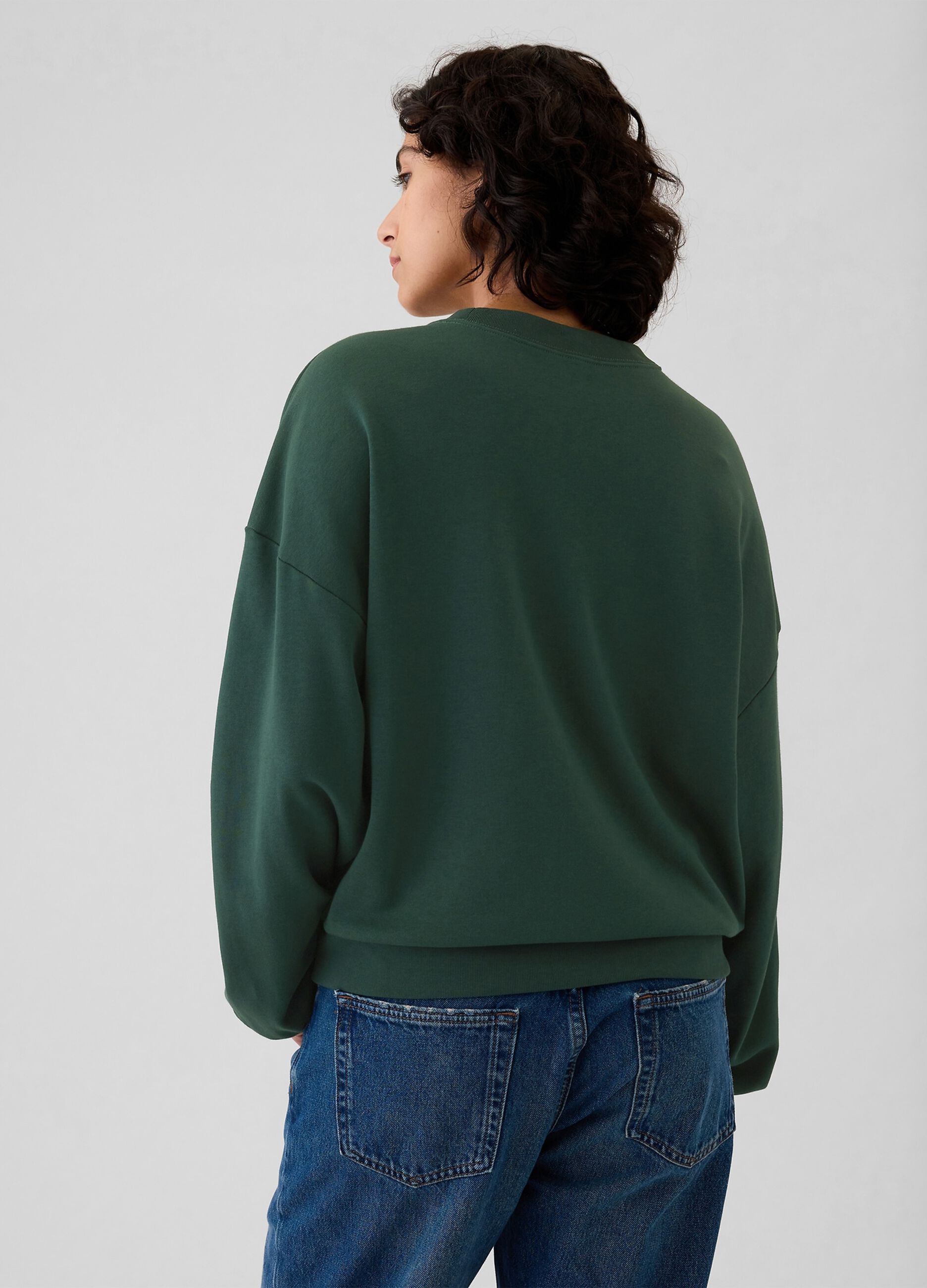 Oversized sweatshirt with round neck and crossover detail