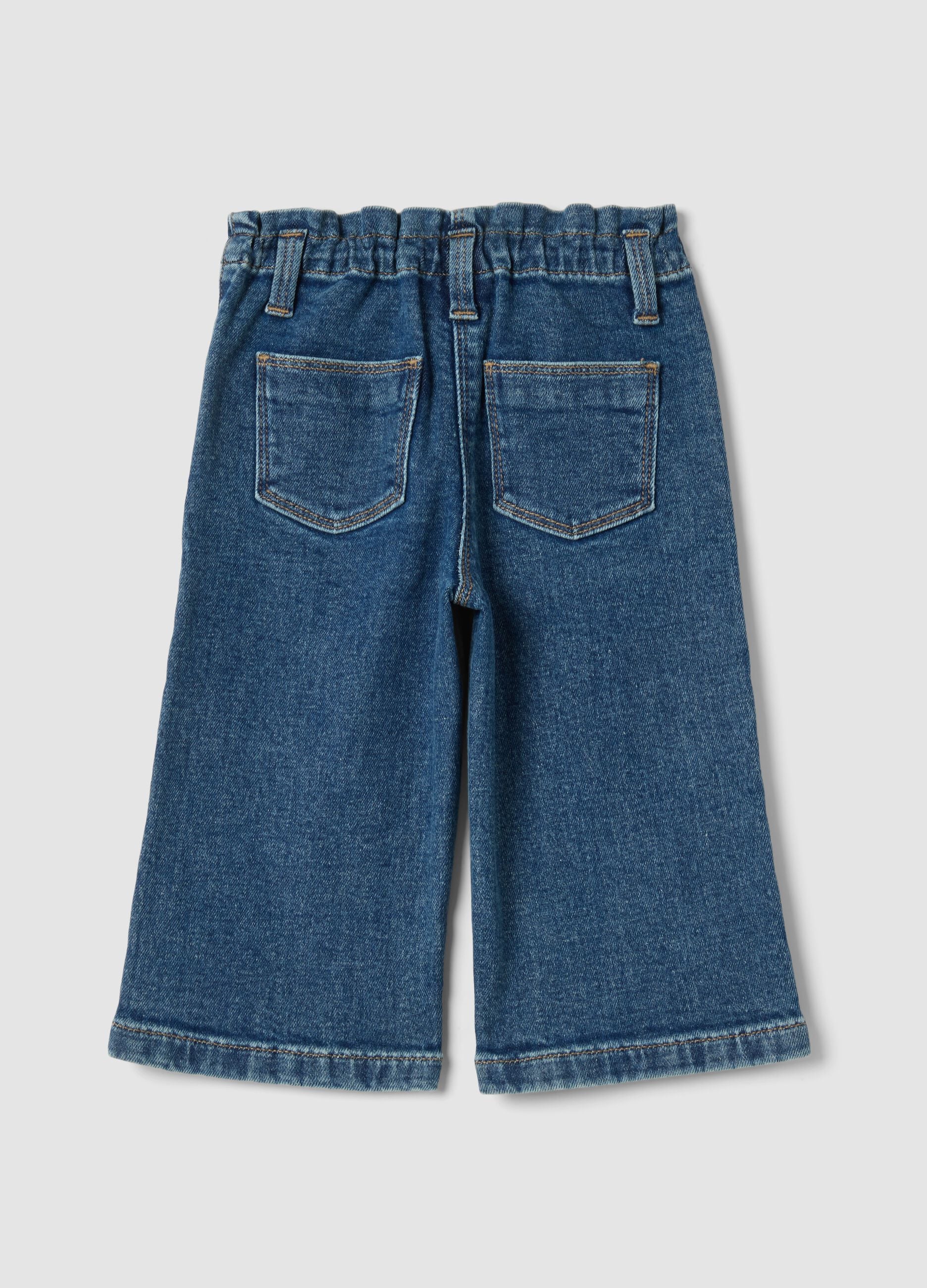 Blue wide-leg jeans in stretch cotton