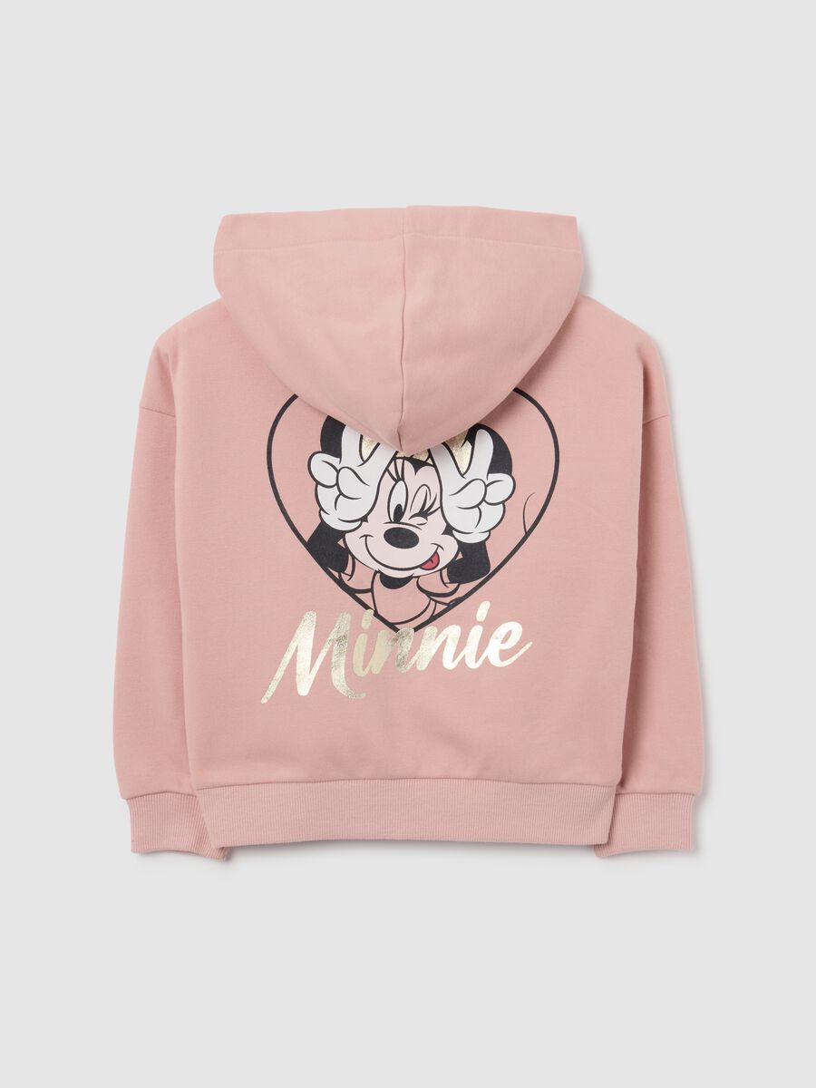 Girls' pink cotton blend hoodie, regular fit with Disney print_1