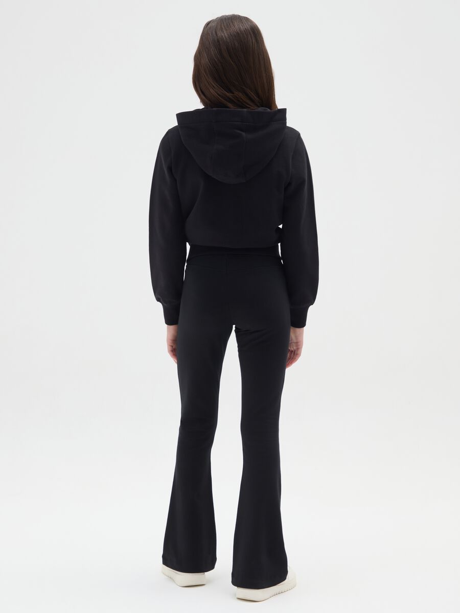 Girls' Black Stretch Cotton Flare Treggings_1