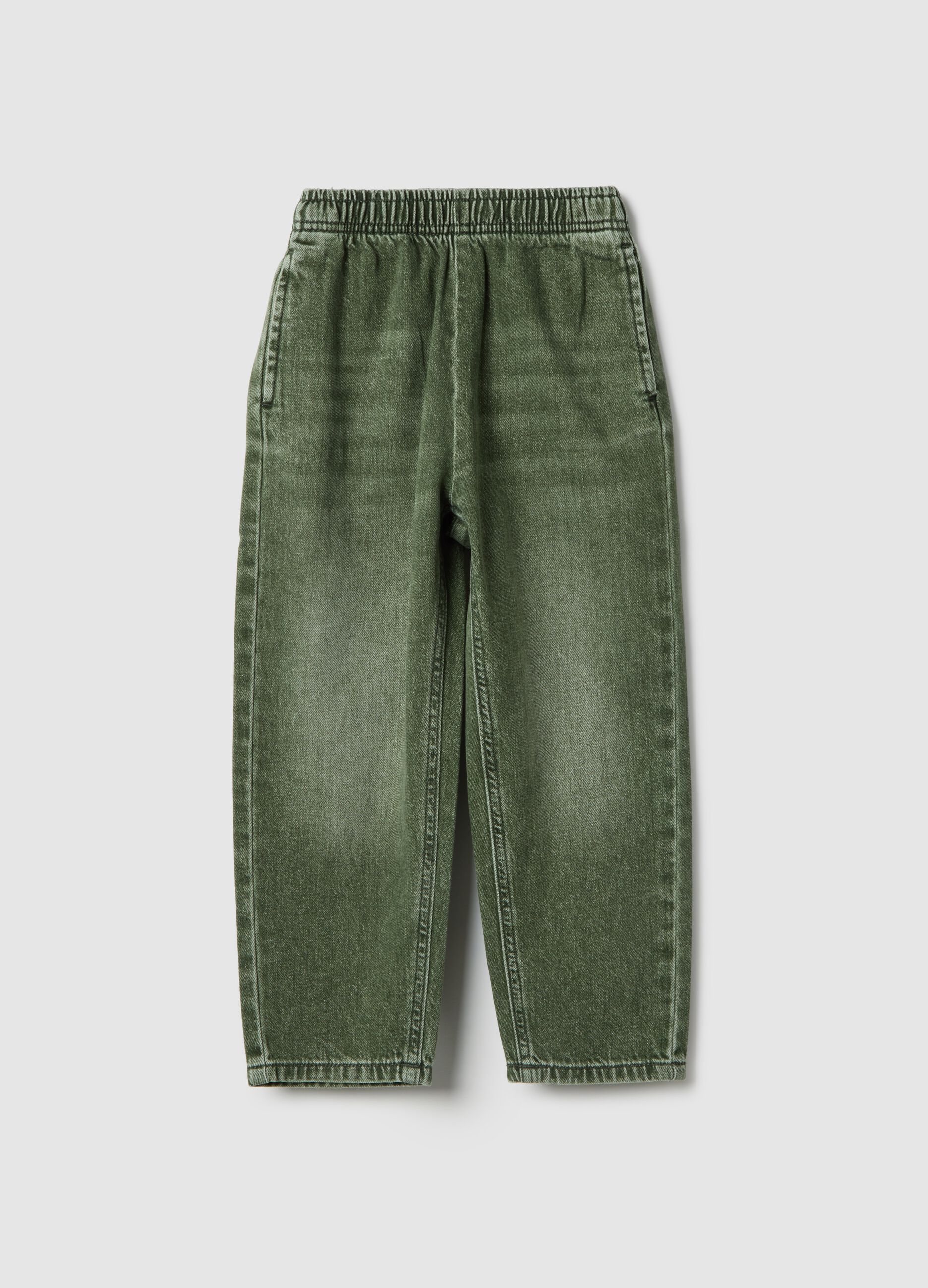 Green pure cotton kids' baggy trousers