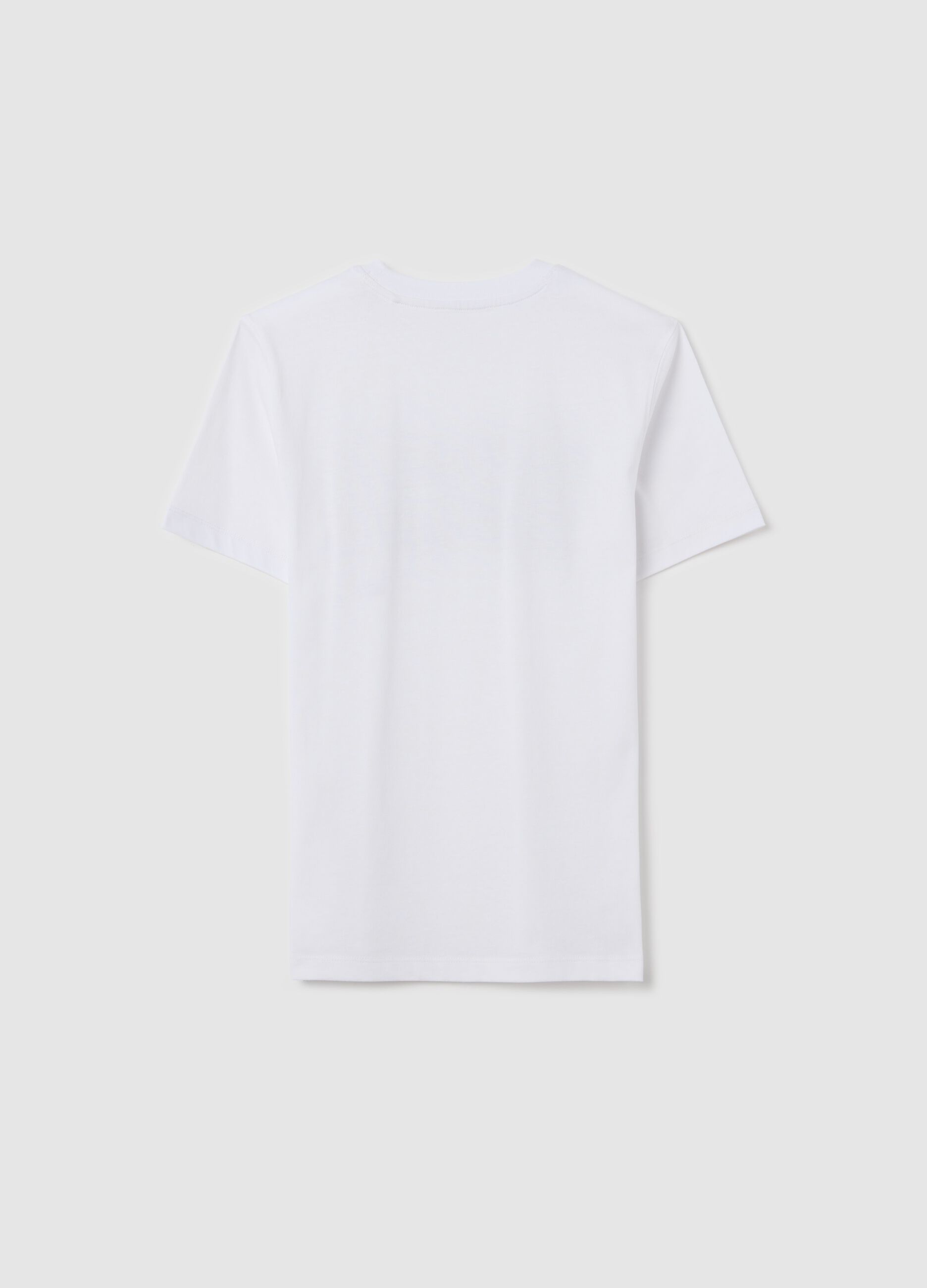 White cotton T-shirt with lettering print