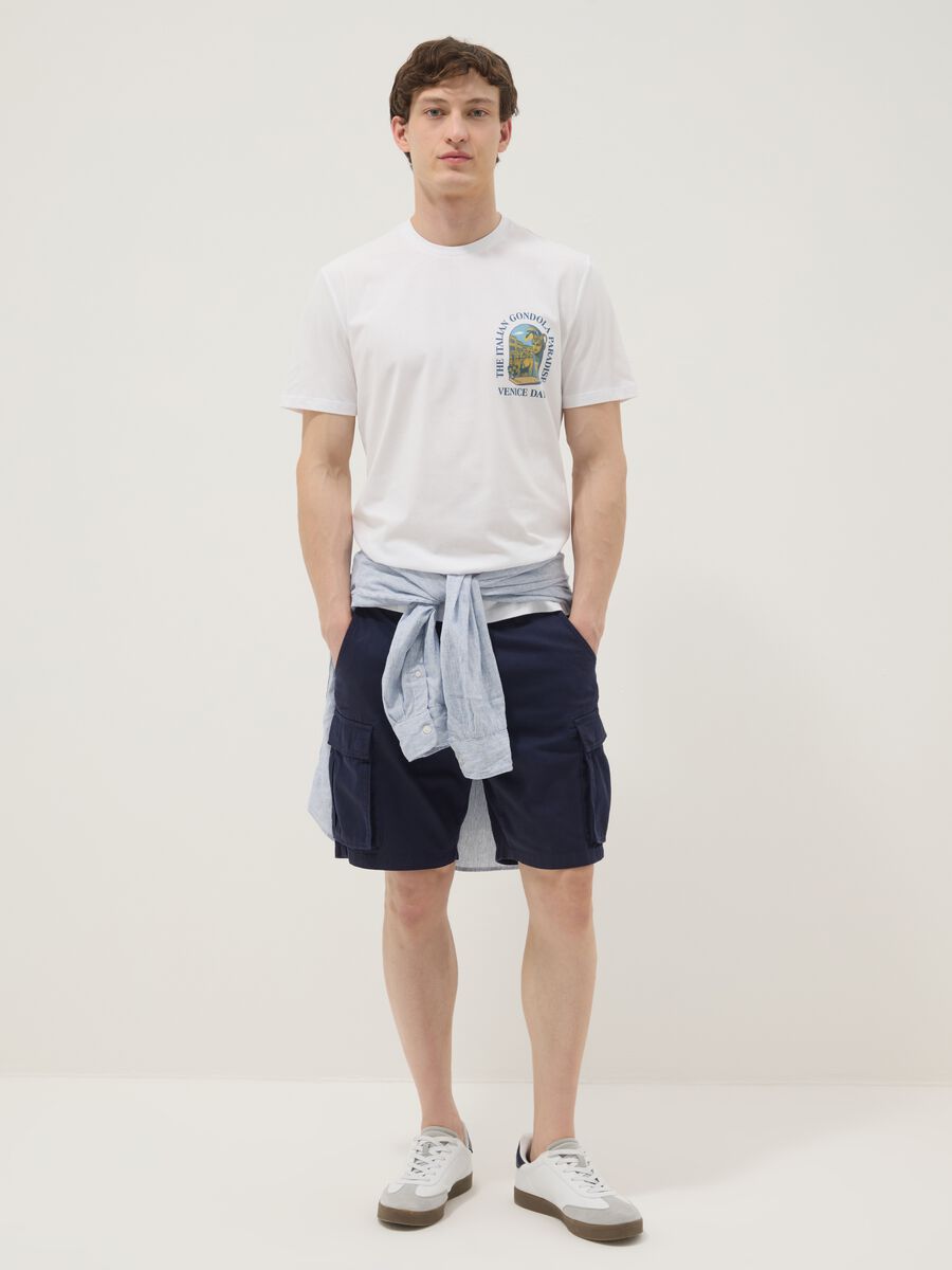 White pure cotton T-shirt with chest print, regular fit_1