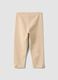 Beige stretch organic cotton leggings with bows for baby girl_1