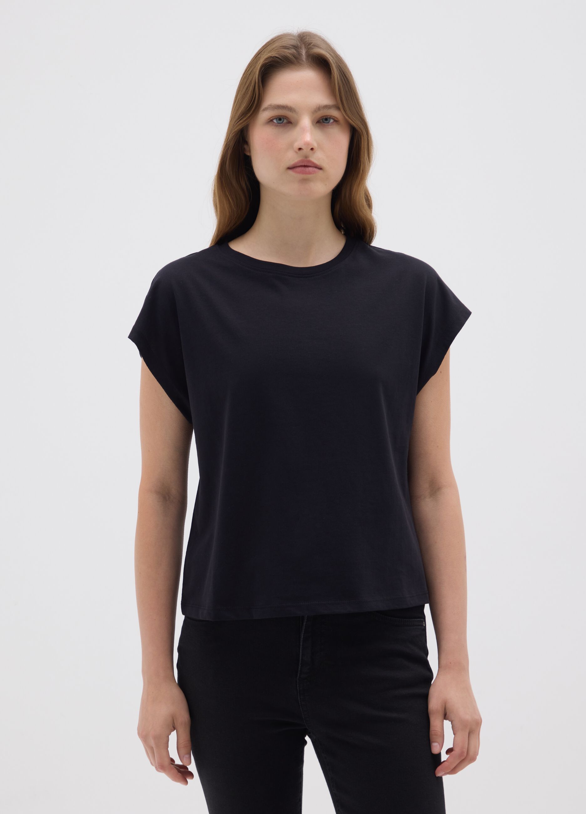 Women's Black Pure Cotton T-shirt