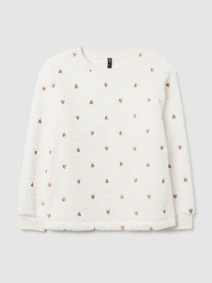 White regular fit pyjama top with print_4