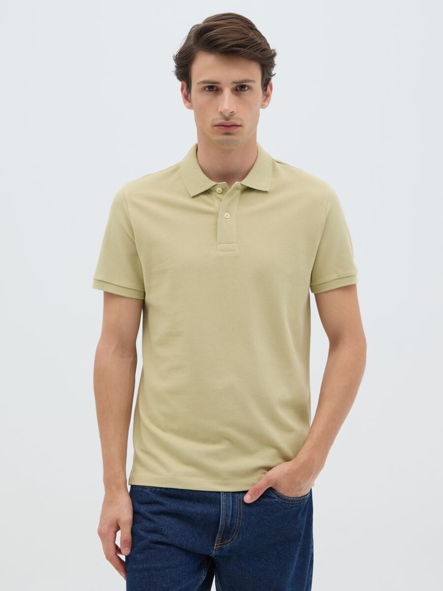 Polo da uomo in puro cotone verde regular fit_0